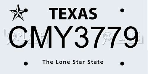 CMY3779 Texas License Plate