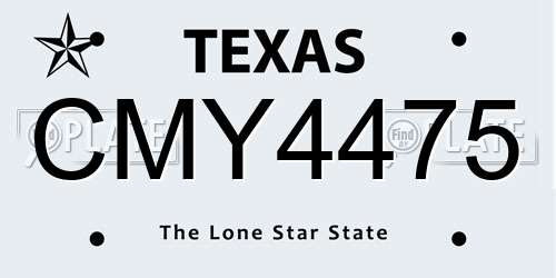 CMY4475 Texas License Plate