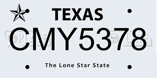 CMY5378 Texas License Plate