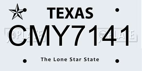 CMY7141 Texas License Plate