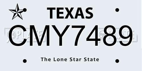 CMY7489 Texas License Plate