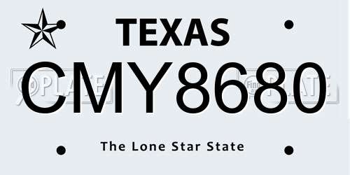 CMY8680 Texas License Plate