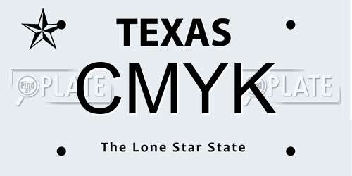 CMYK Texas License Plate