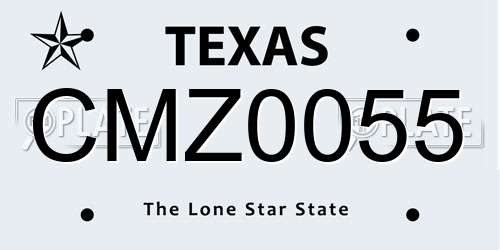 CMZ0055 Texas License Plate