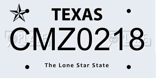 CMZ0218 Texas License Plate