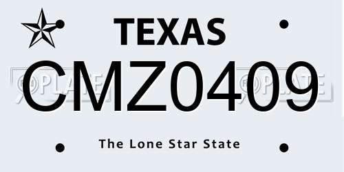 CMZ0409 Texas License Plate