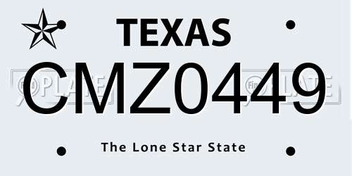 CMZ0449 Texas License Plate