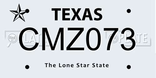 CMZ073 Texas License Plate