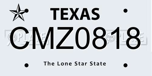 CMZ0818 Texas License Plate