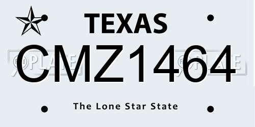 CMZ1464 Texas License Plate