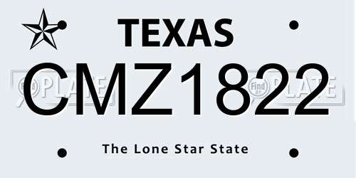 CMZ1822 Texas License Plate