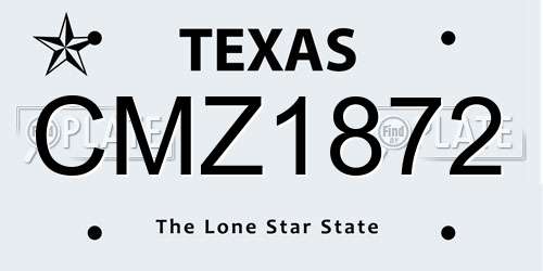 CMZ1872 Texas License Plate
