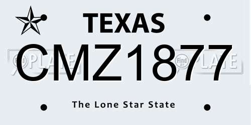 CMZ1877 Texas License Plate