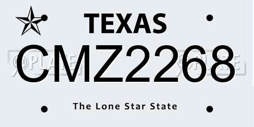 CMZ2268 Texas License Plate