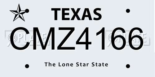 CMZ4166 Texas License Plate