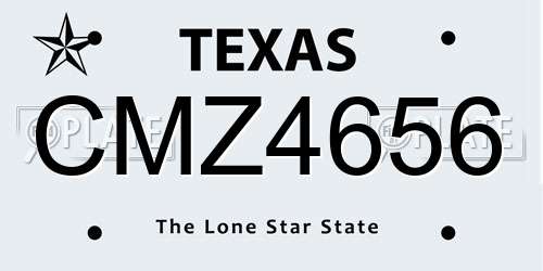 CMZ4656 Texas License Plate