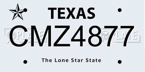 CMZ4877 Texas License Plate