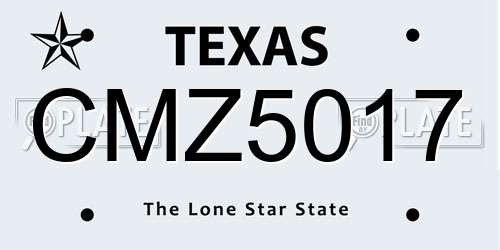 CMZ5017 Texas License Plate