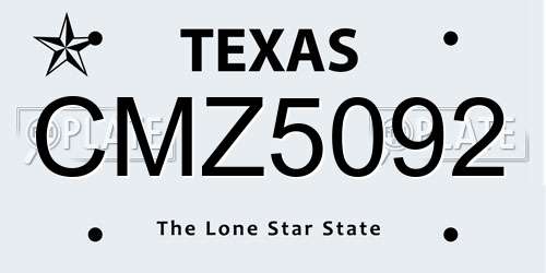 CMZ5092 Texas License Plate