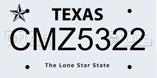 CMZ5322 Texas License Plate