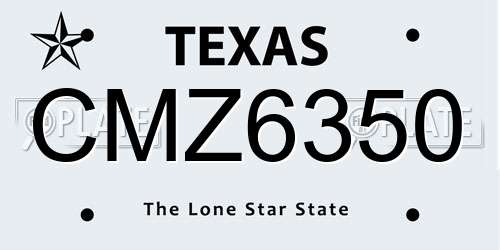 CMZ6350 Texas License Plate