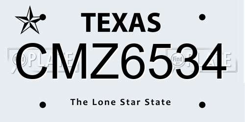 CMZ6534 Texas License Plate