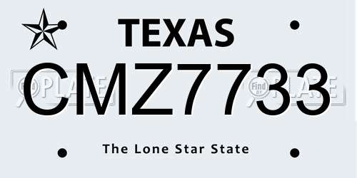 CMZ7733 Texas License Plate