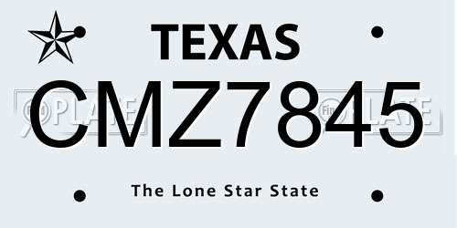 CMZ7845 Texas License Plate