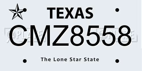 CMZ8558 Texas License Plate