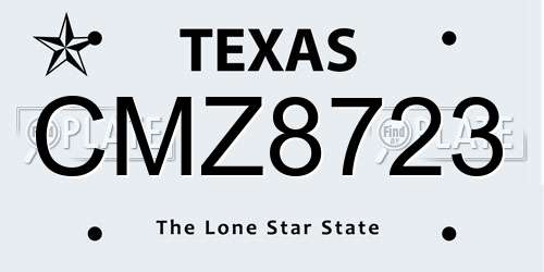 CMZ8723 Texas License Plate