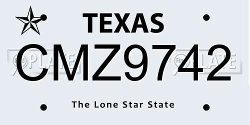 CMZ9742 Texas License Plate
