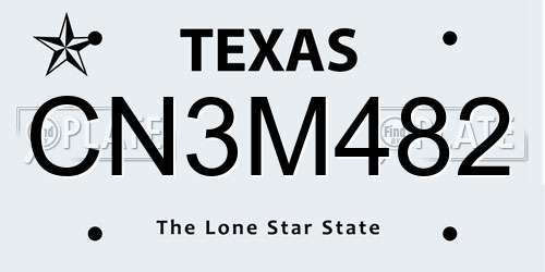 CN3M482 Texas License Plate