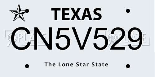 CN5V529 Texas License Plate