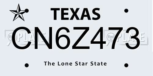 CN6Z473 Texas License Plate