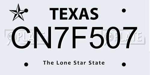 CN7F507 Texas License Plate