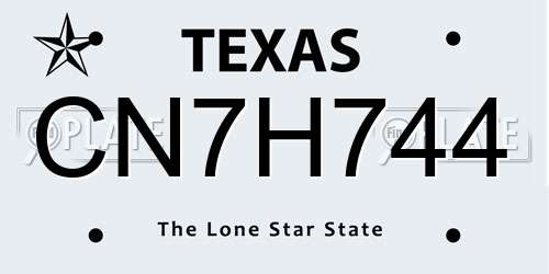 CN7H744 Texas License Plate