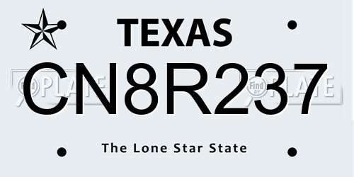 CN8R237 Texas License Plate