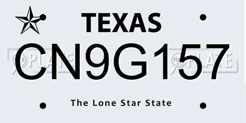 CN9G157 Texas License Plate