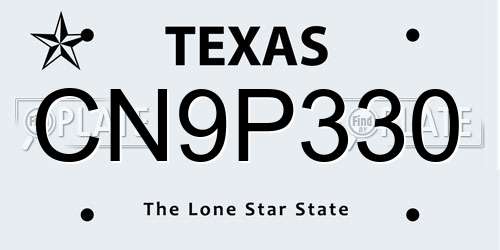CN9P330 Texas License Plate