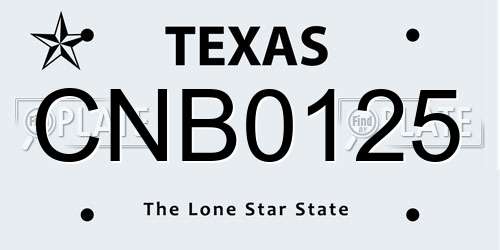 CNB0125 Texas License Plate
