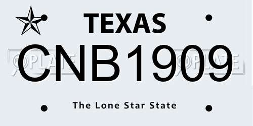 CNB1909 Texas License Plate