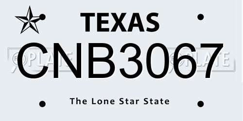 CNB3067 Texas License Plate