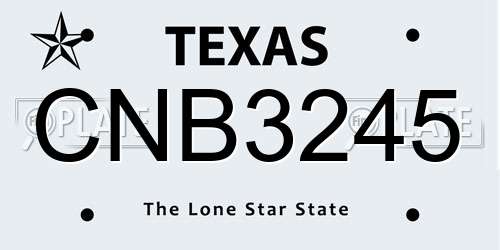 CNB3245 Texas License Plate