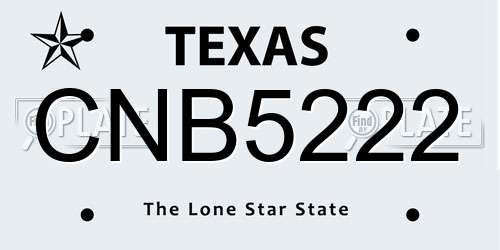 CNB5222 Texas License Plate