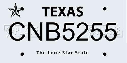 CNB5255 Texas License Plate