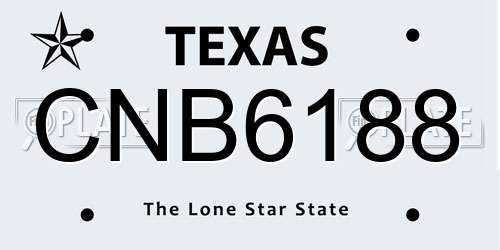 CNB6188 Texas License Plate