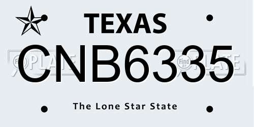 CNB6335 Texas License Plate