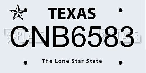 CNB6583 Texas License Plate