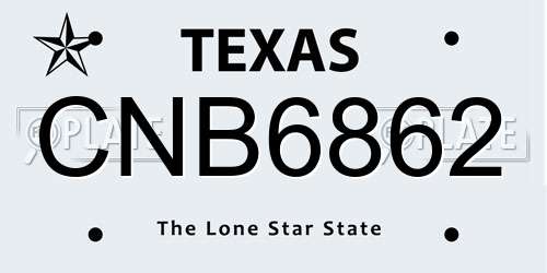 CNB6862 Texas License Plate