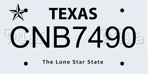 CNB7490 Texas License Plate
